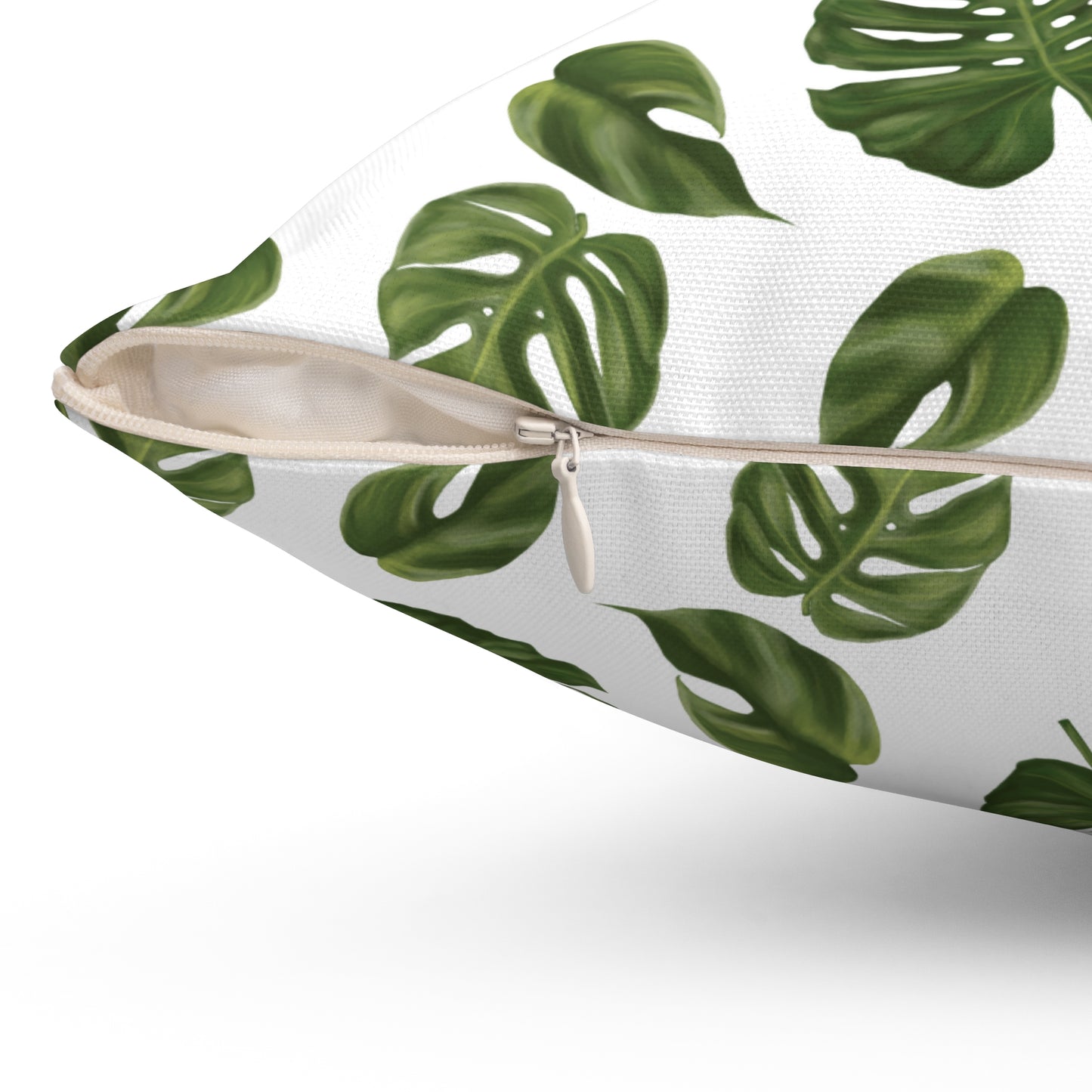 White Monstera Leaf Throw Pillow