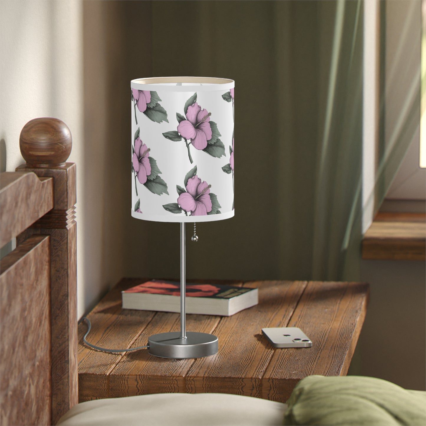Pink Hibiscus Flower Table Lamp