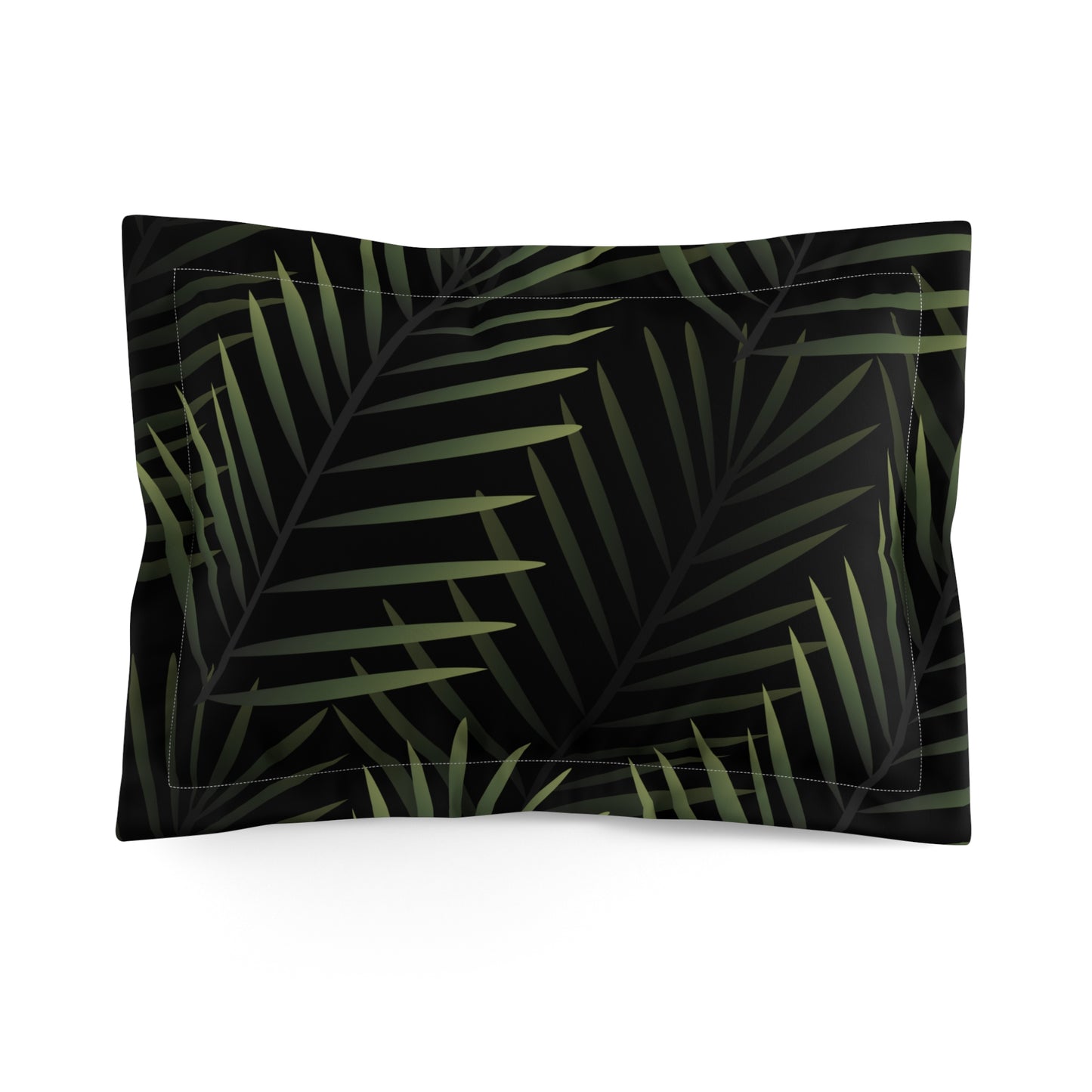 Black Palm Leaf Pillow Sham