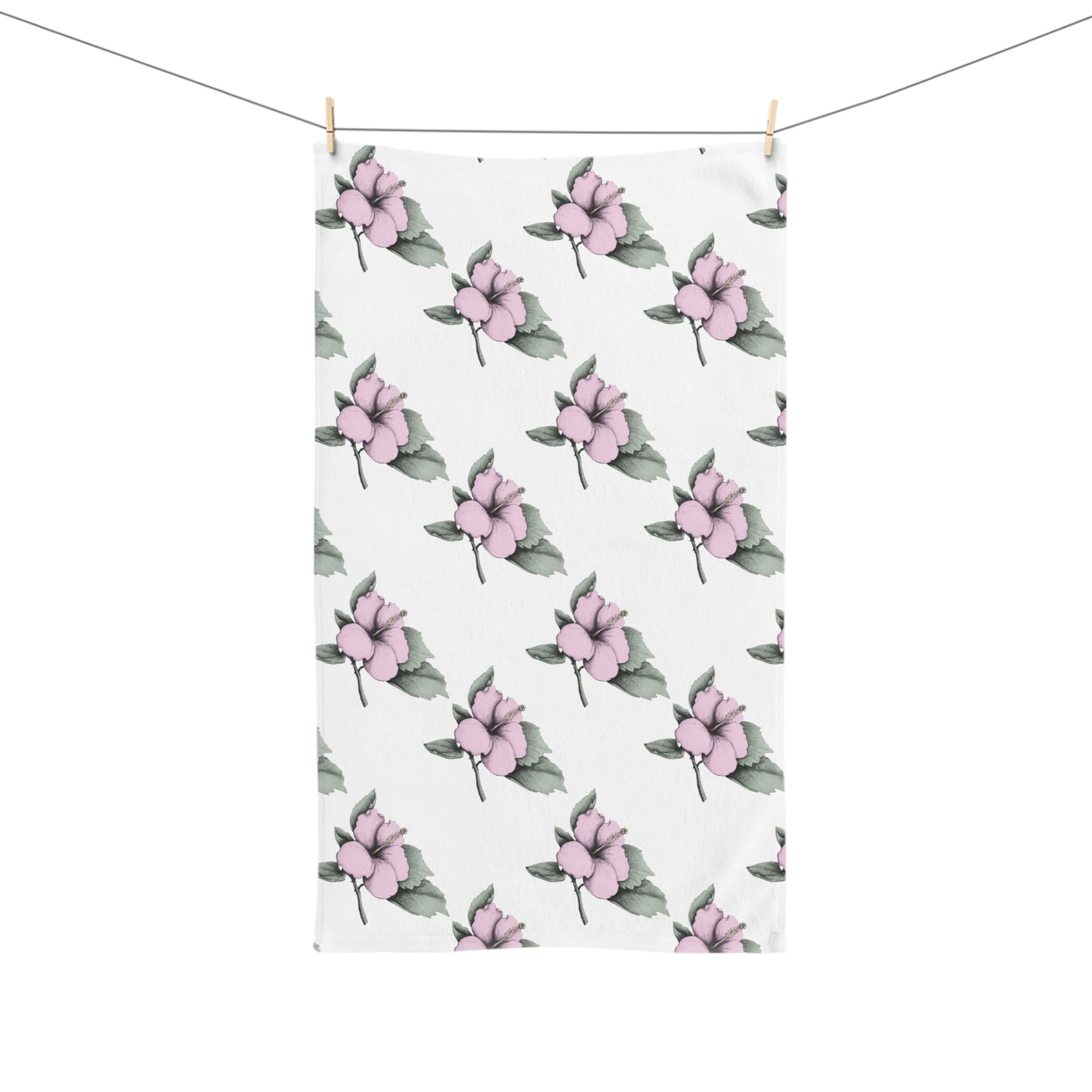 Pink Hibiscus Flower Hand Towel