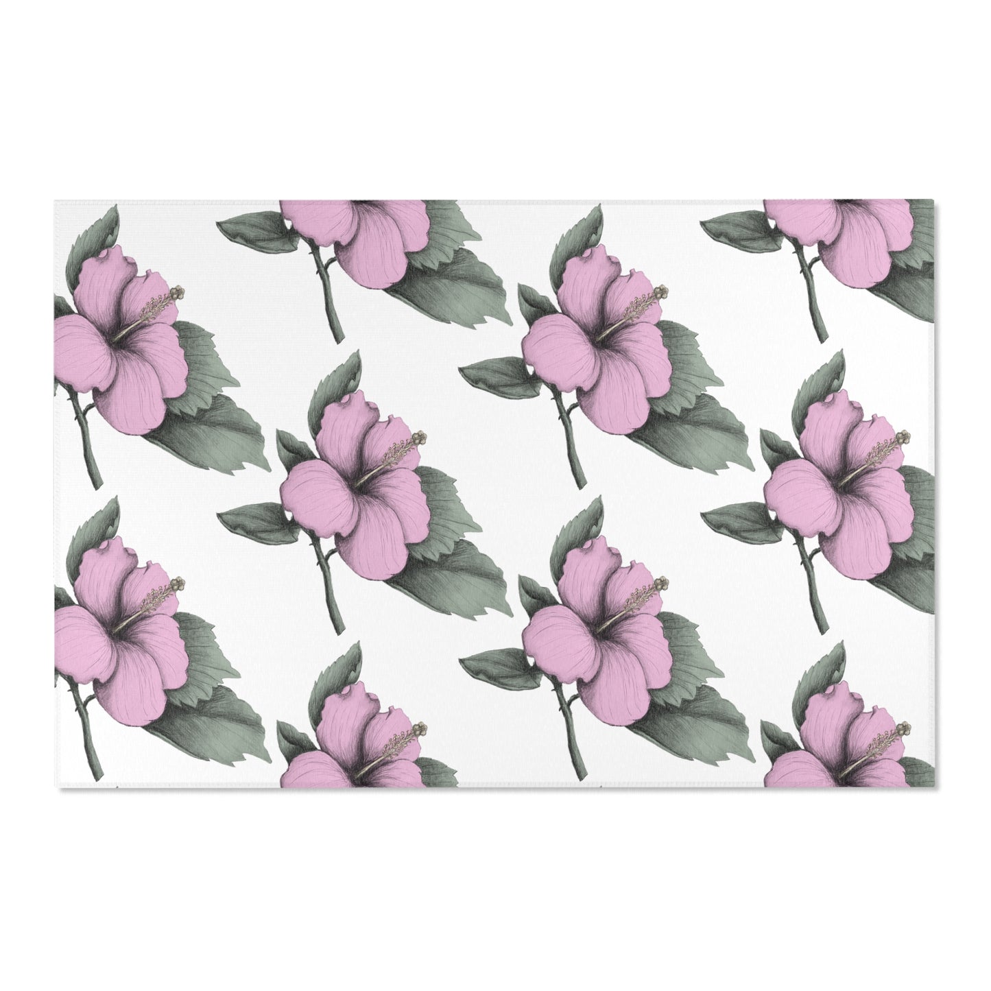 Pink Hibiscus Rectangular Rug