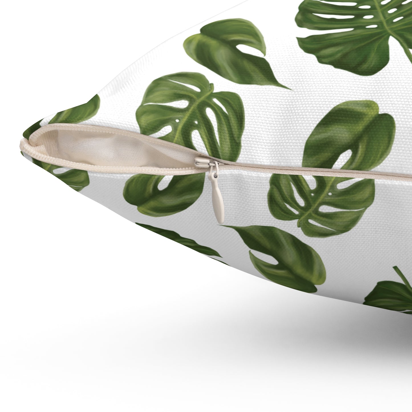 White Monstera Leaf Throw Pillow