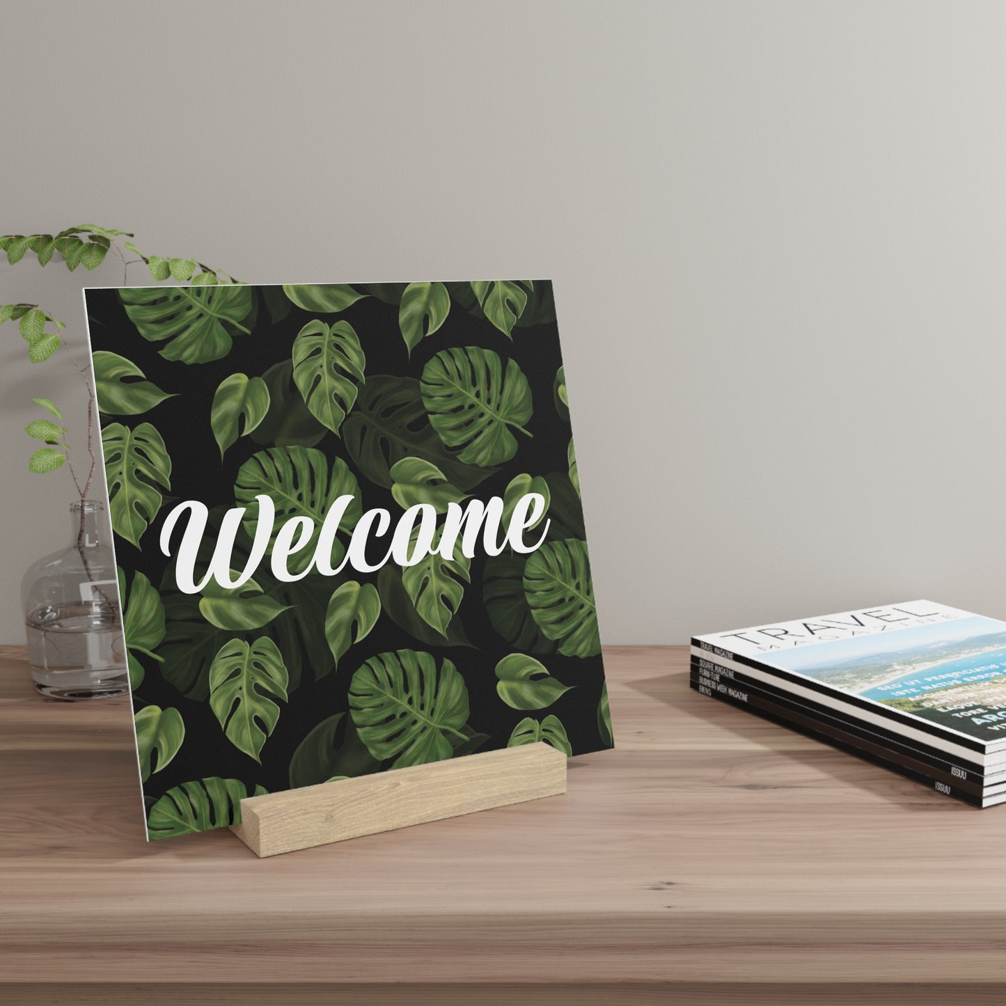 Monstera Leaf Welcome Sign Gallery Board