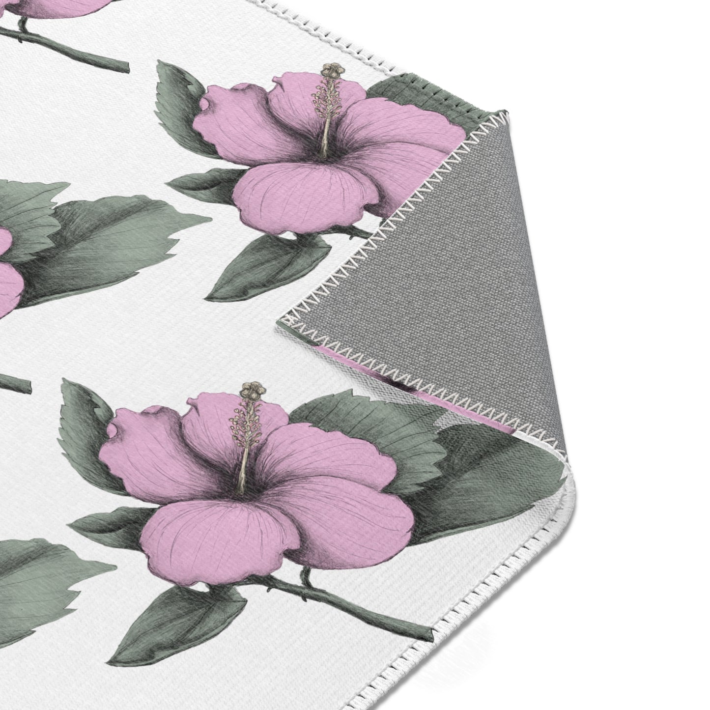 Pink Hibiscus Rectangular Rug