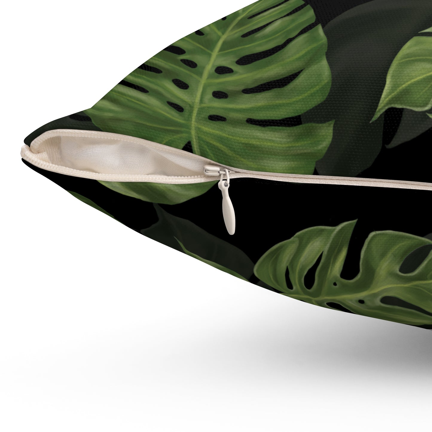 Black Monstera Leaf Throw Pillow