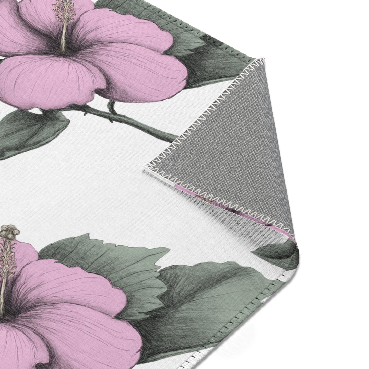 Pink Hibiscus Rectangular Rug