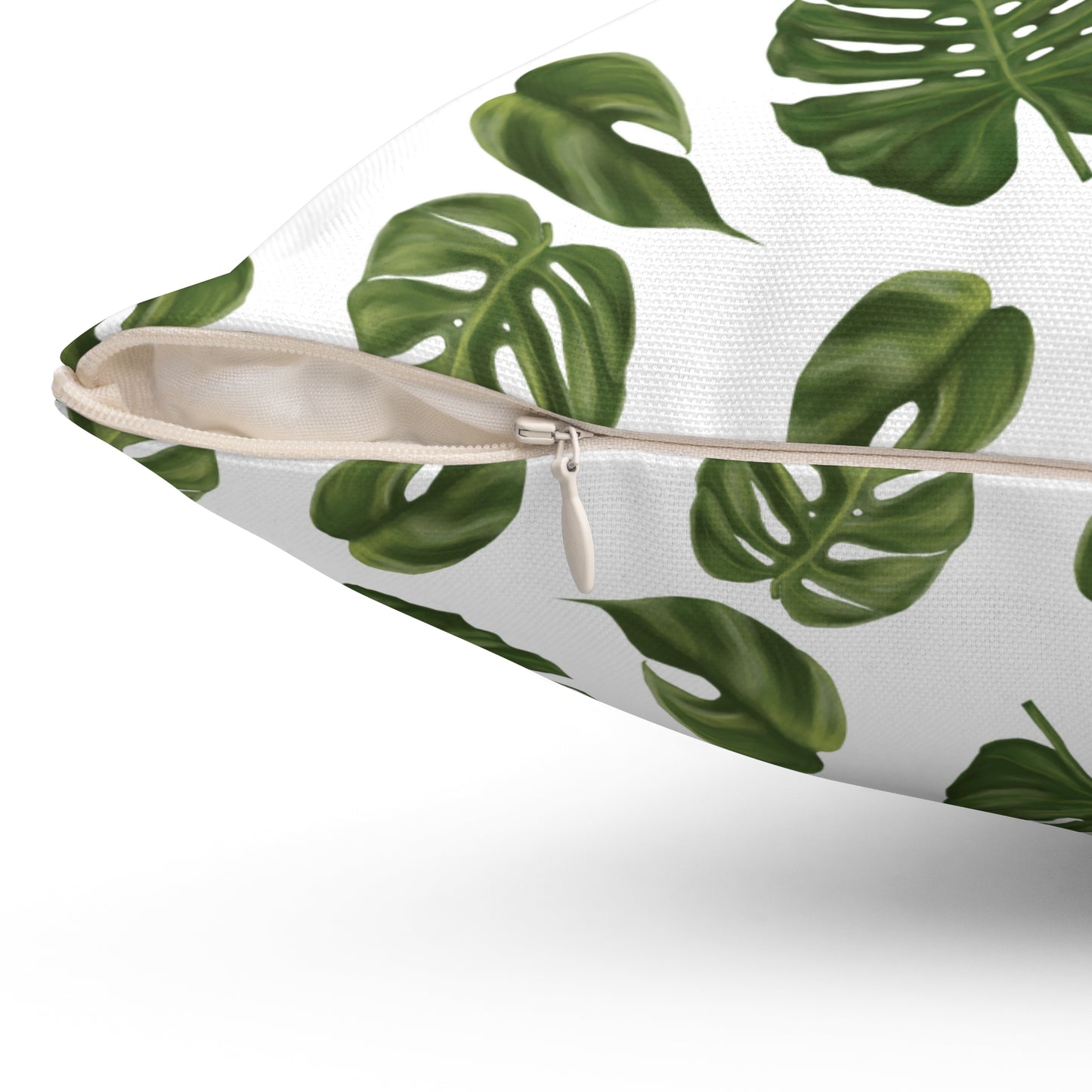 White Monstera Leaf Throw Pillow