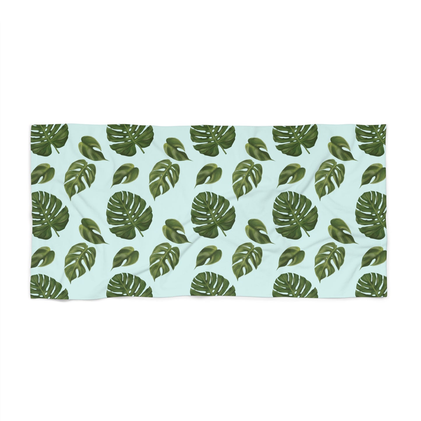 Blue Monstera Leaf Beach Towel