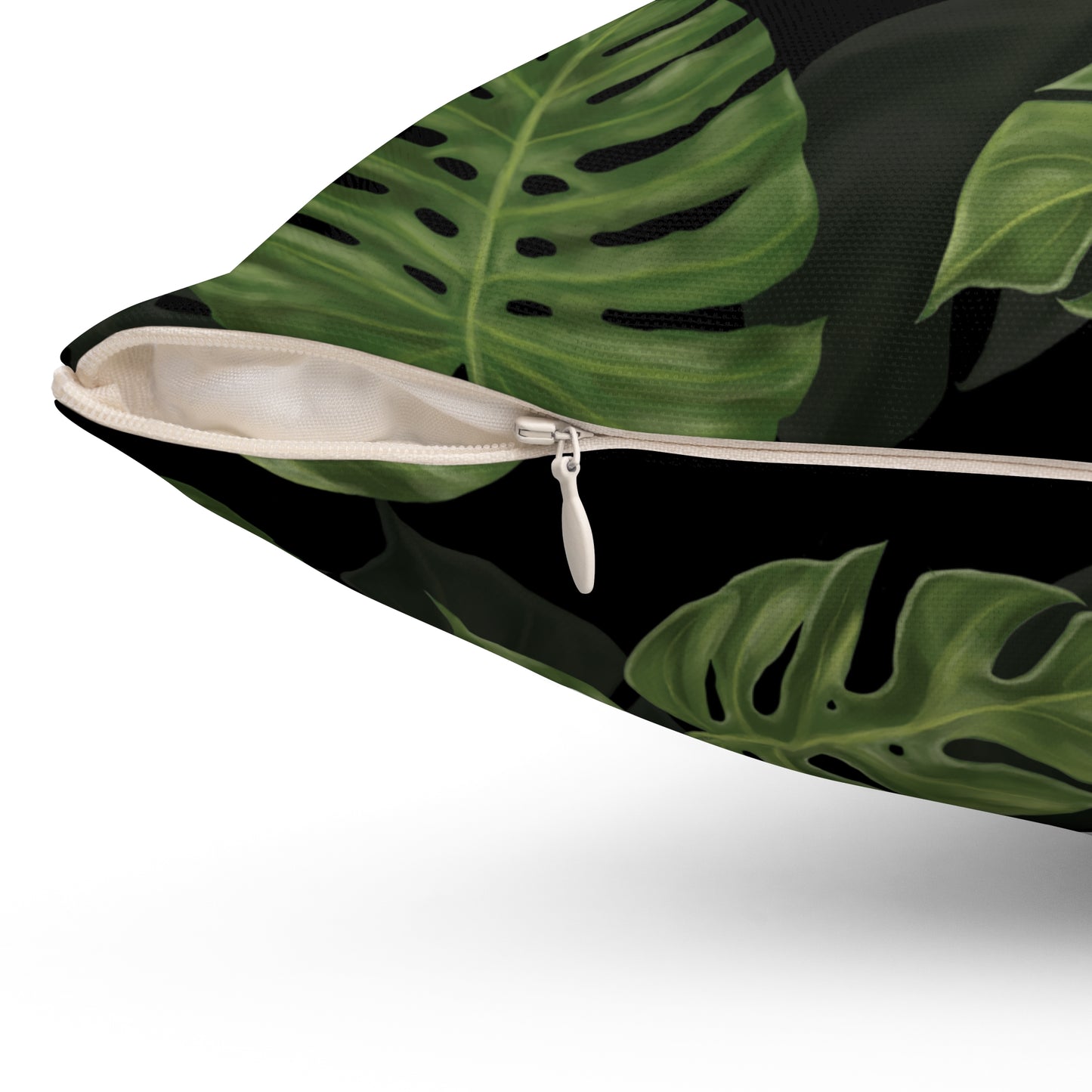 Black Monstera Leaf Throw Pillow