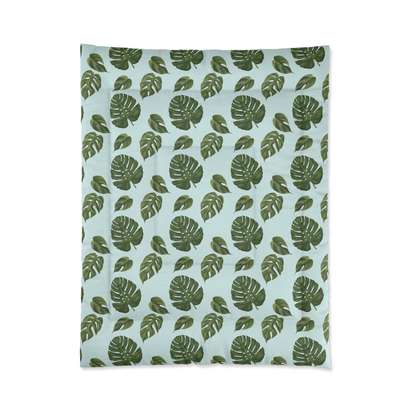 Blue Monstera Leaf Comforter