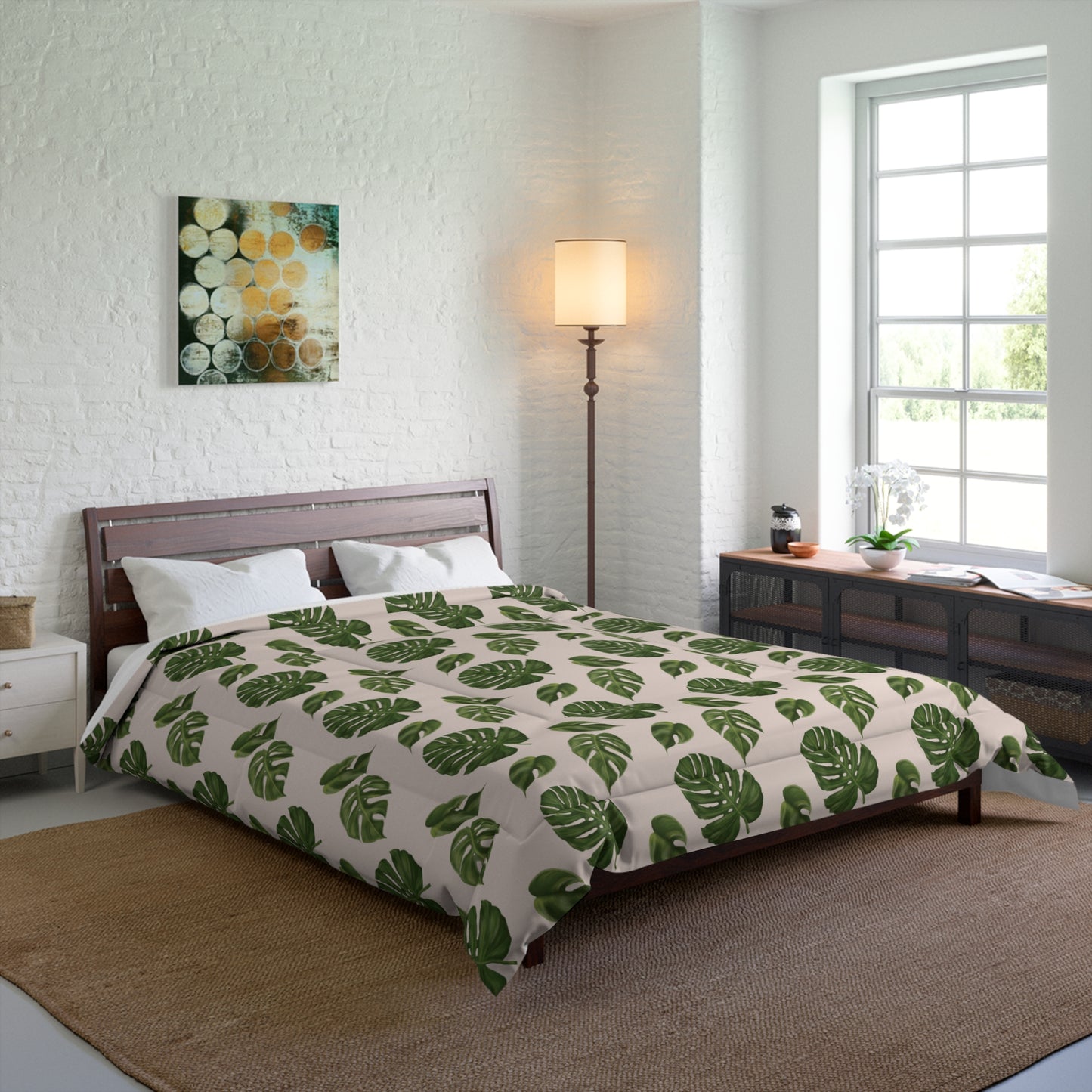 Pink Monstera Leaf Comforter