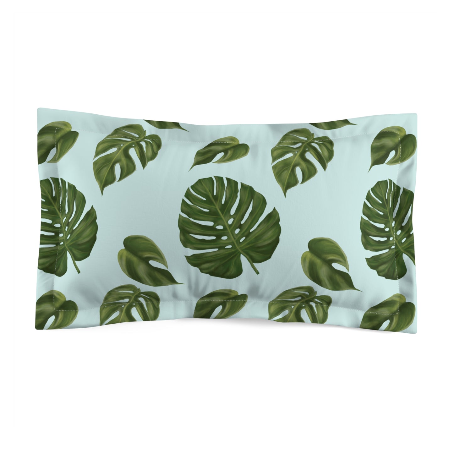 Blue Monstera Leaf Pillow Sham