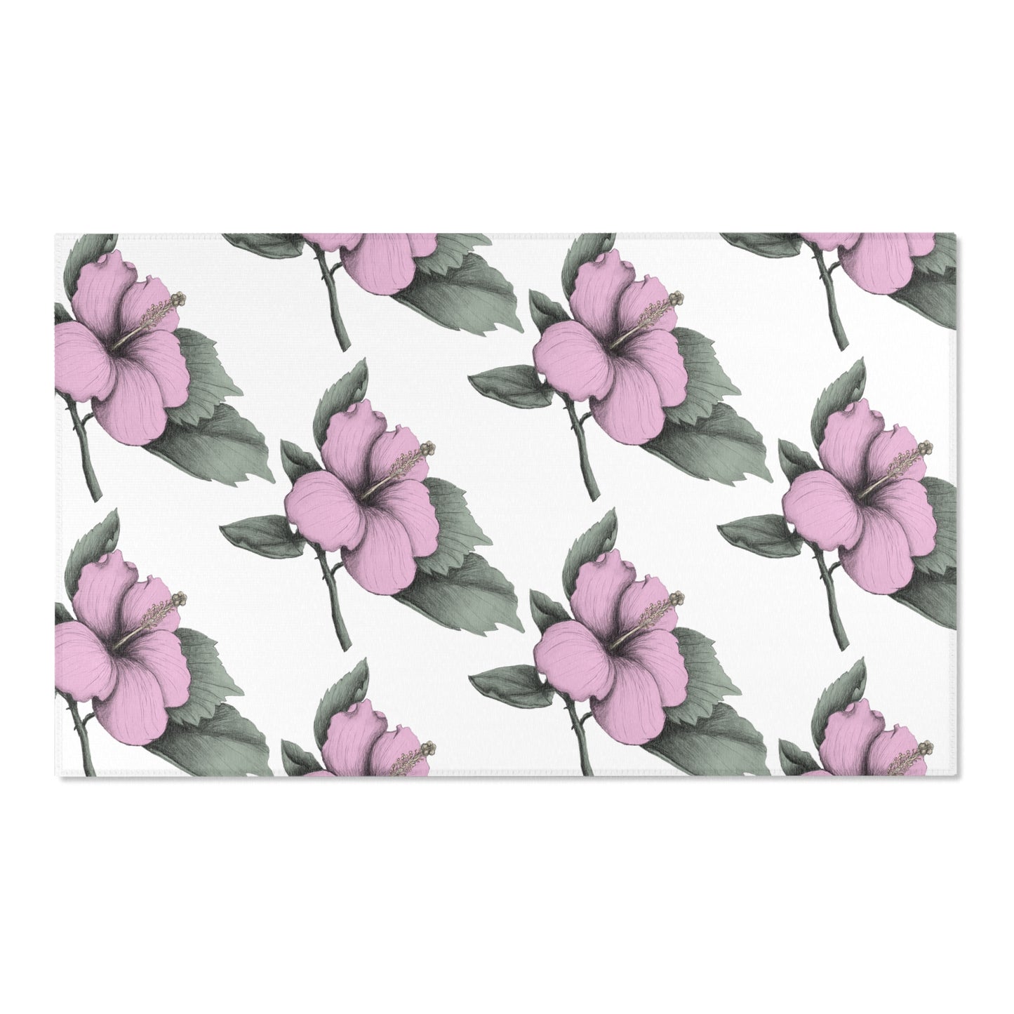 Pink Hibiscus Rectangular Rug