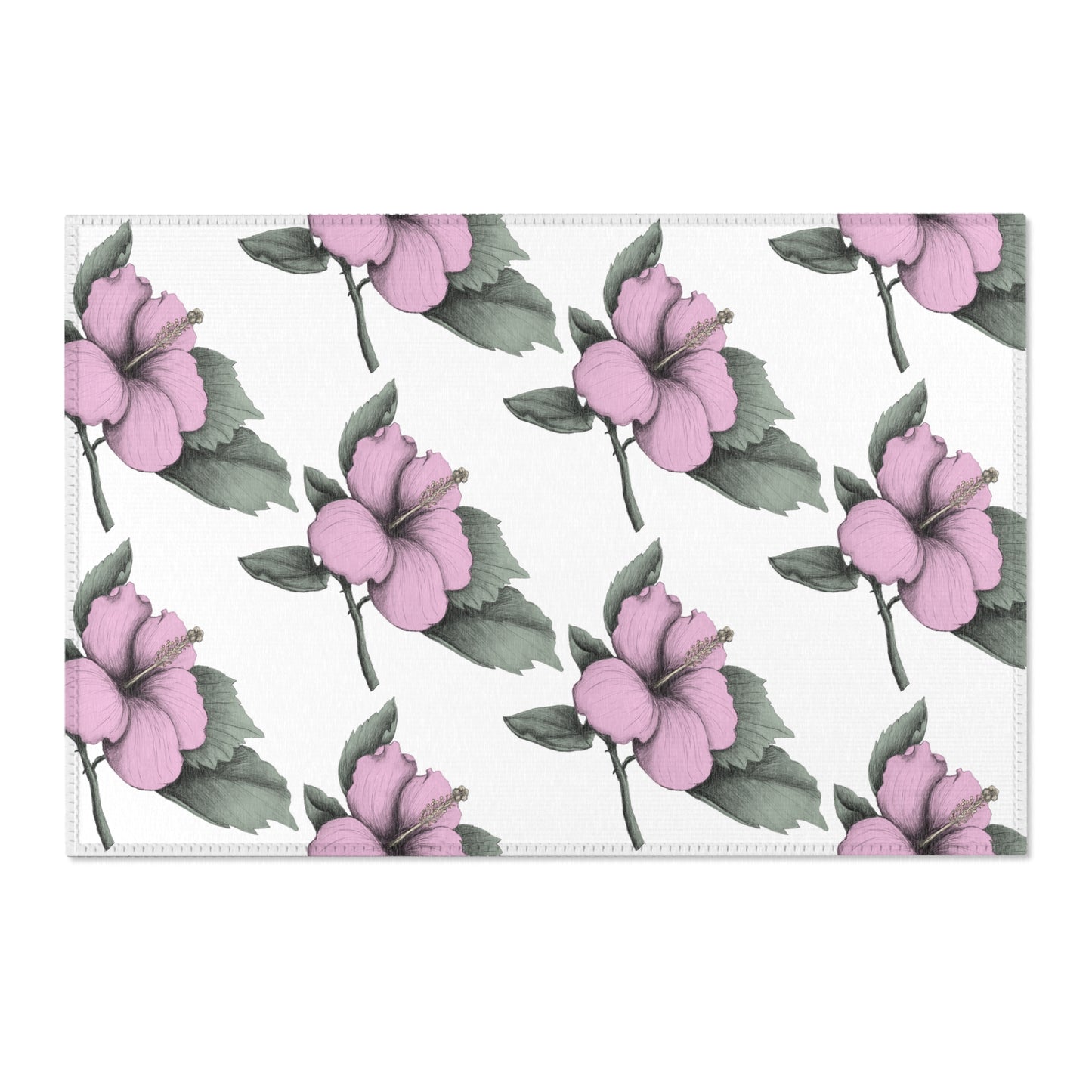 Pink Hibiscus Rectangular Rug