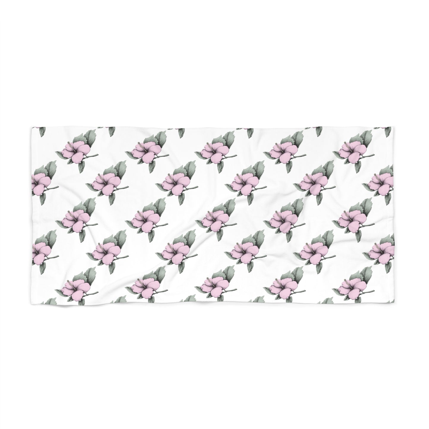 Pink Hibiscus Flower Beach Towel