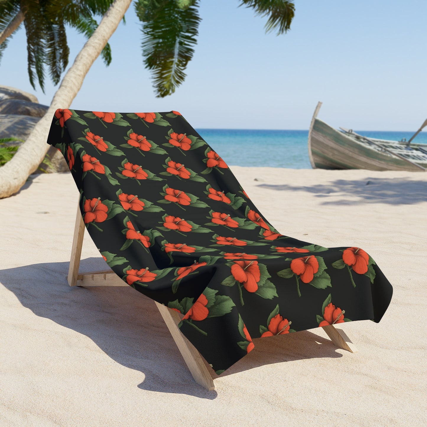 Orange Hibiscus Beach Towel