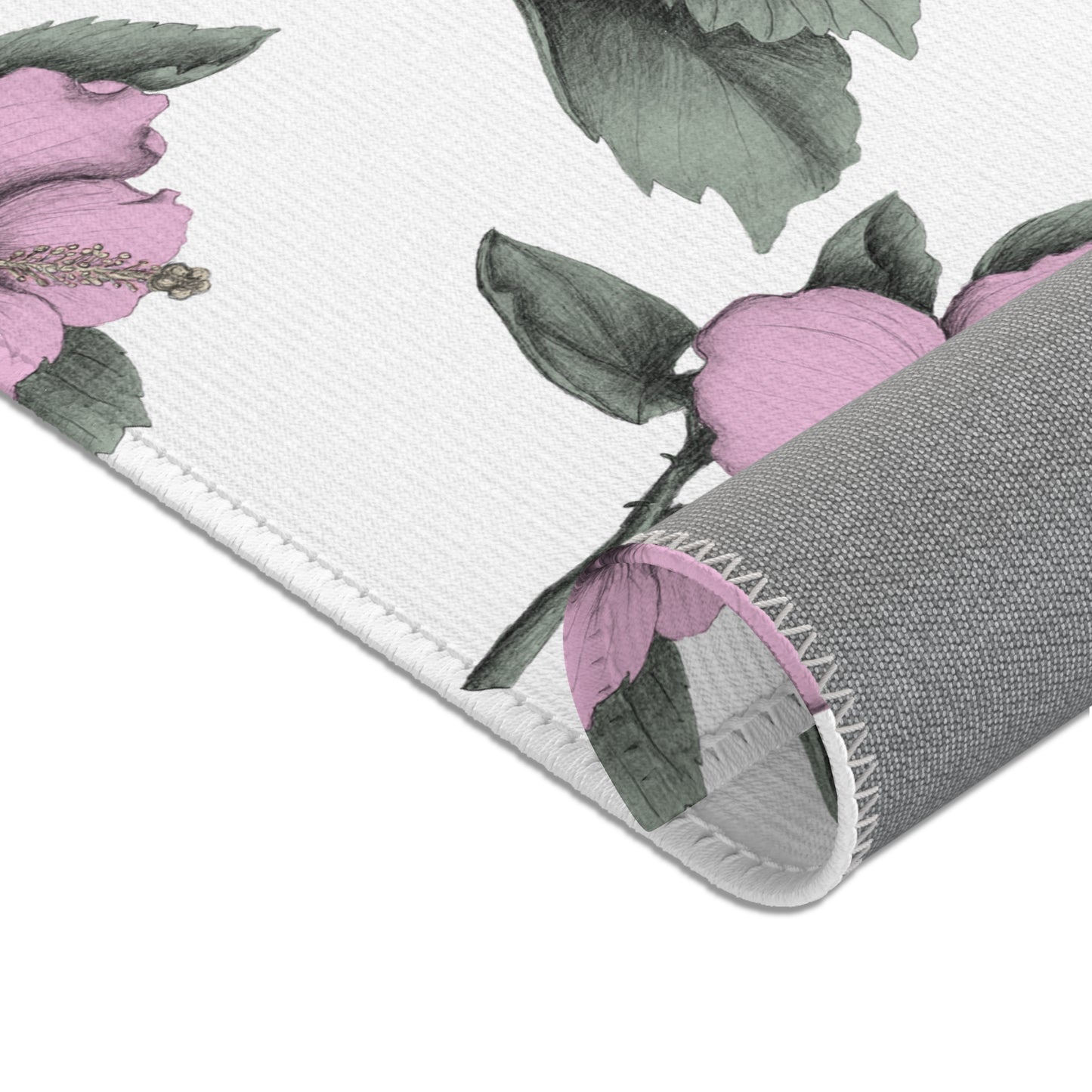 Pink Hibiscus Rectangular Rug