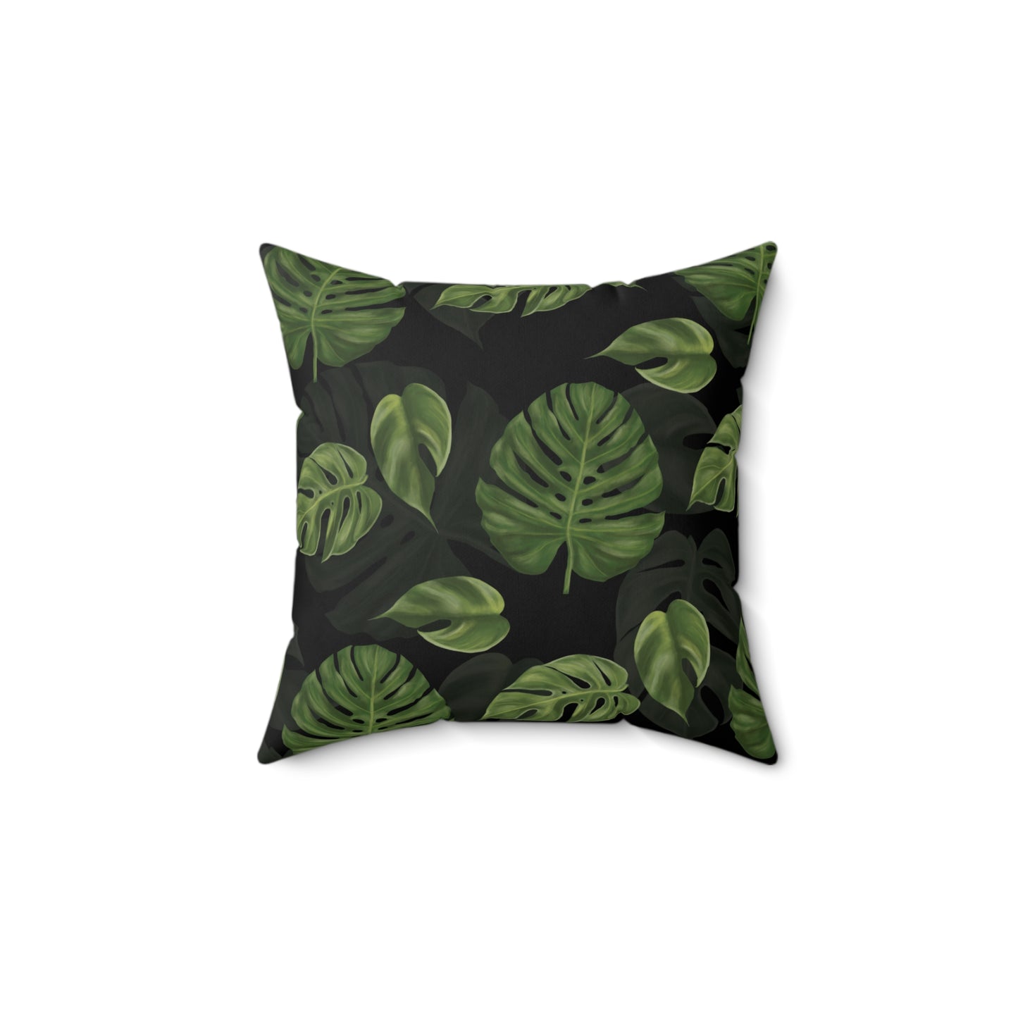 Black Monstera Leaf Throw Pillow