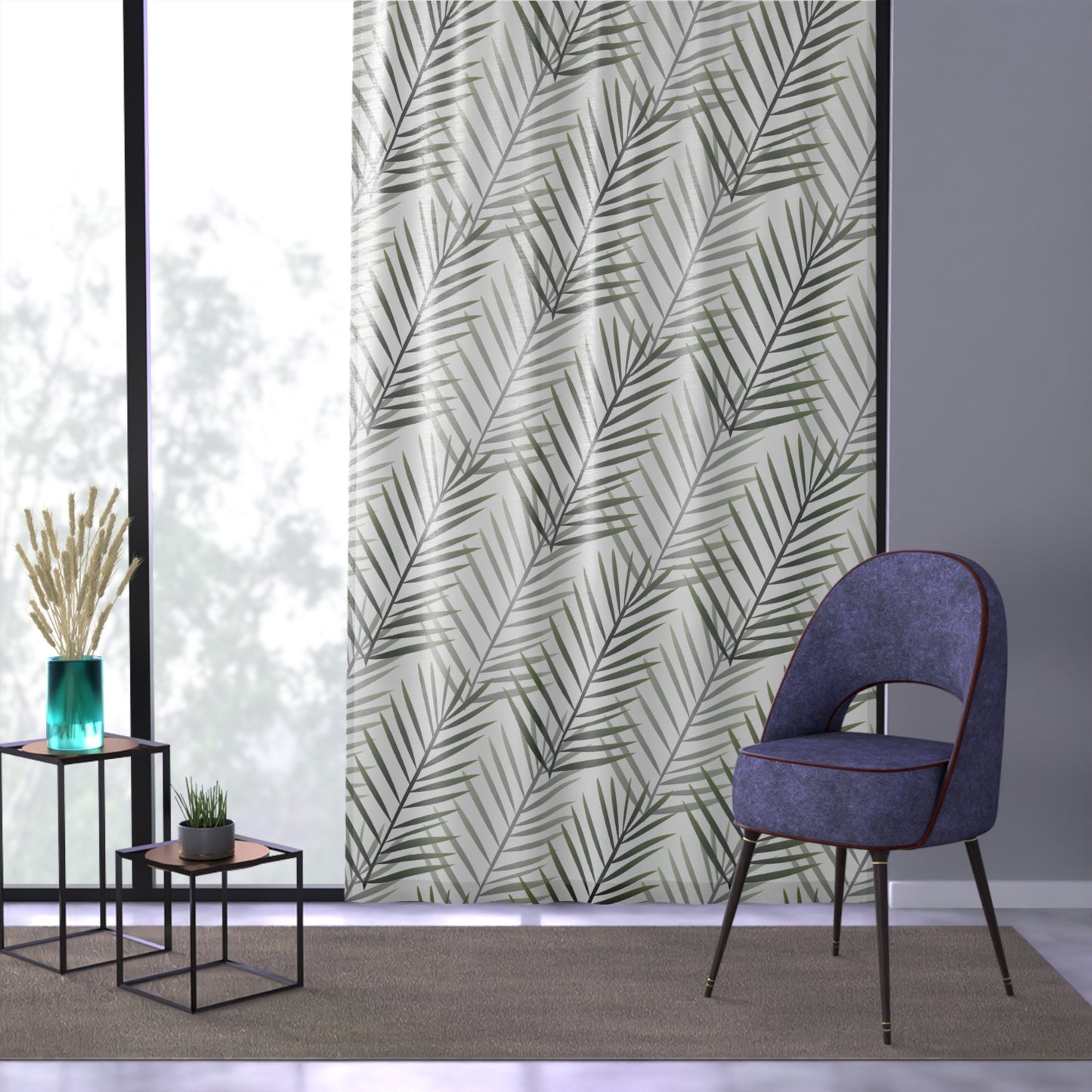 Palm Leaf Sheer Window Curtain