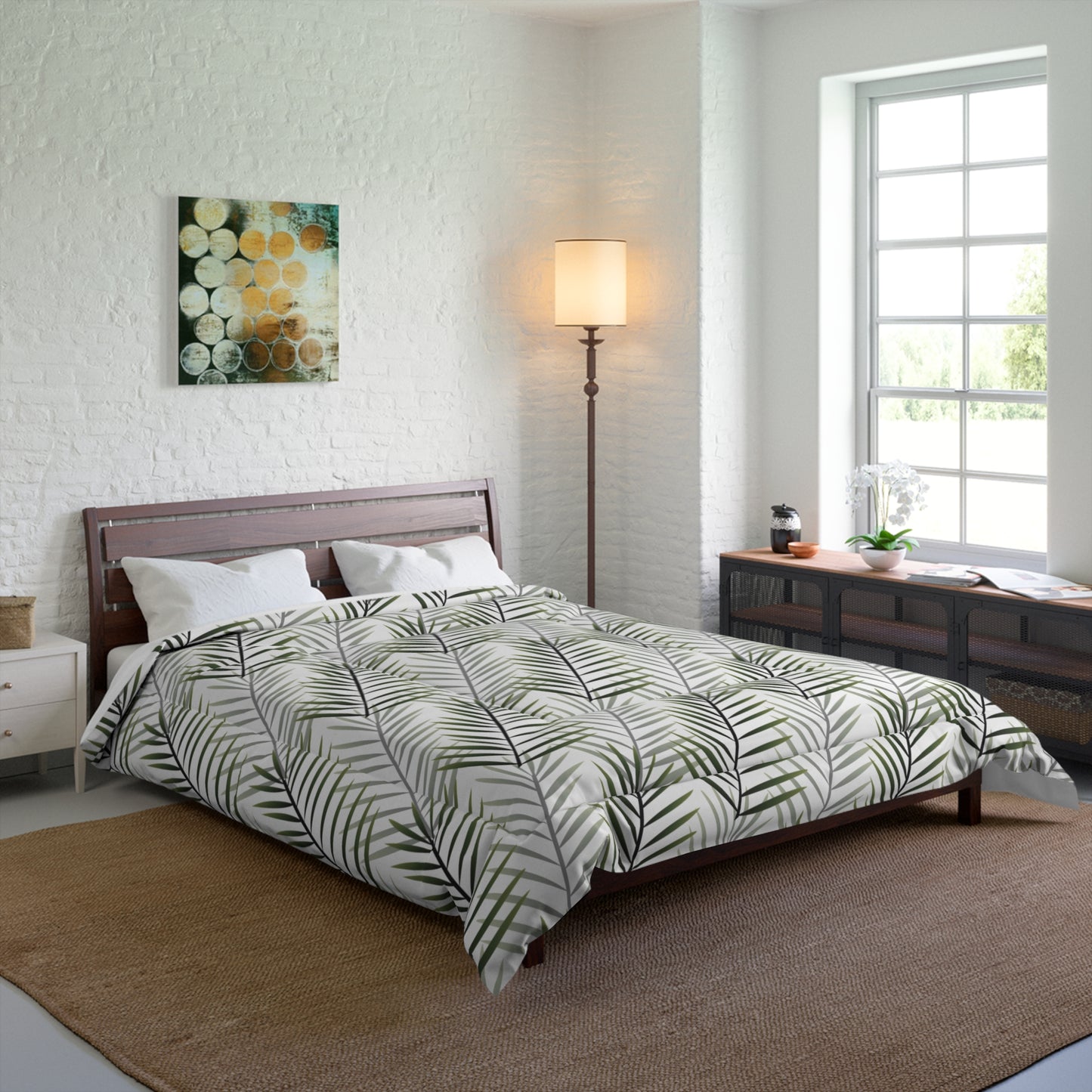 White Palm Leaf Comforter