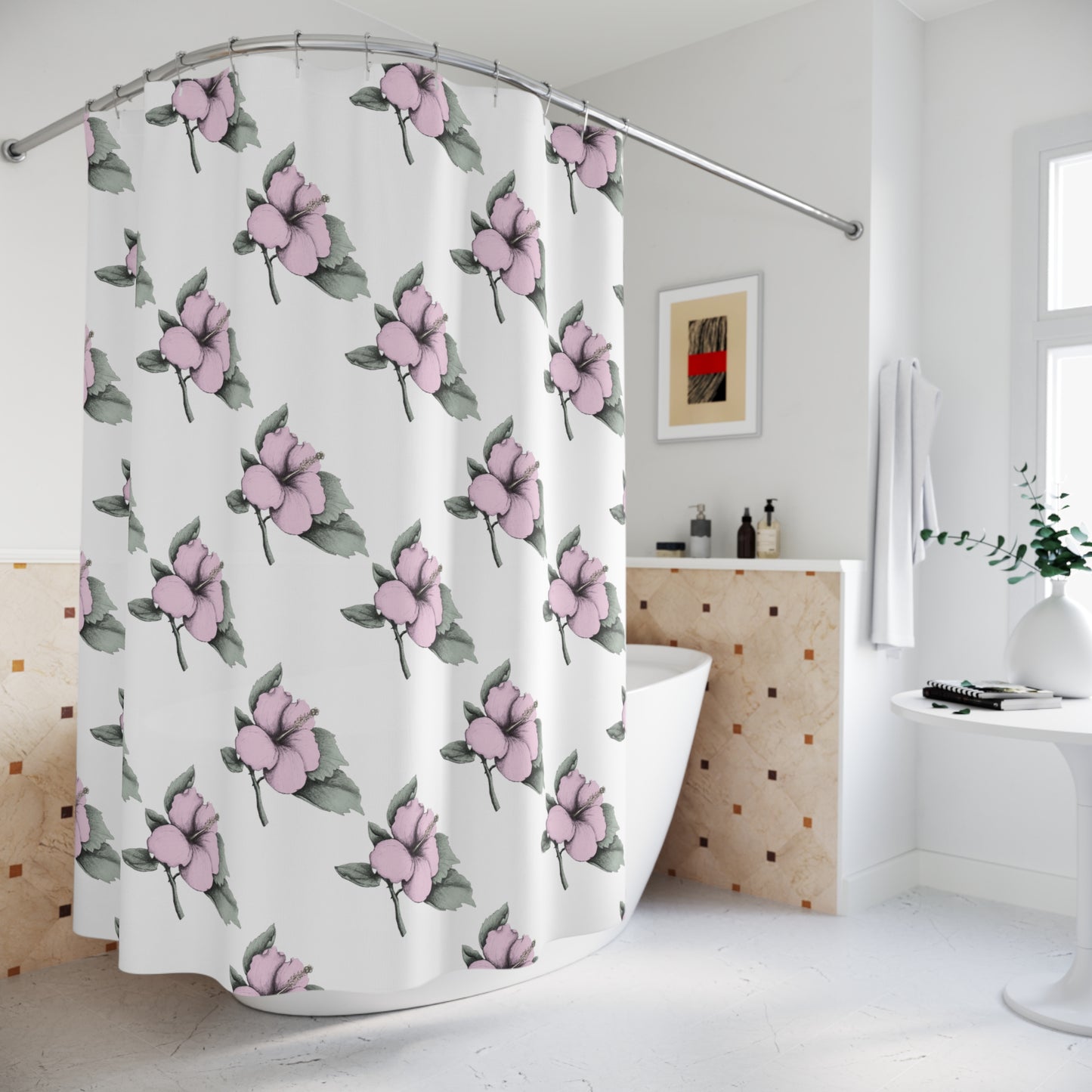 Pink Hibiscus Shower Curtain
