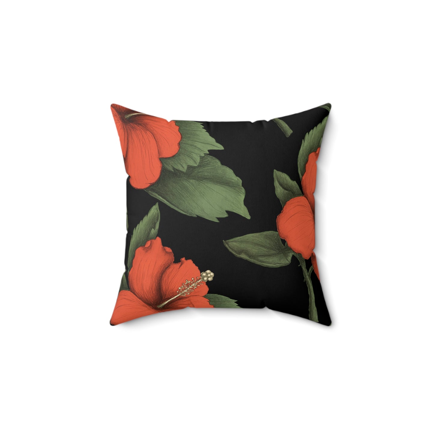 Orange Hibiscus Flower Pillow