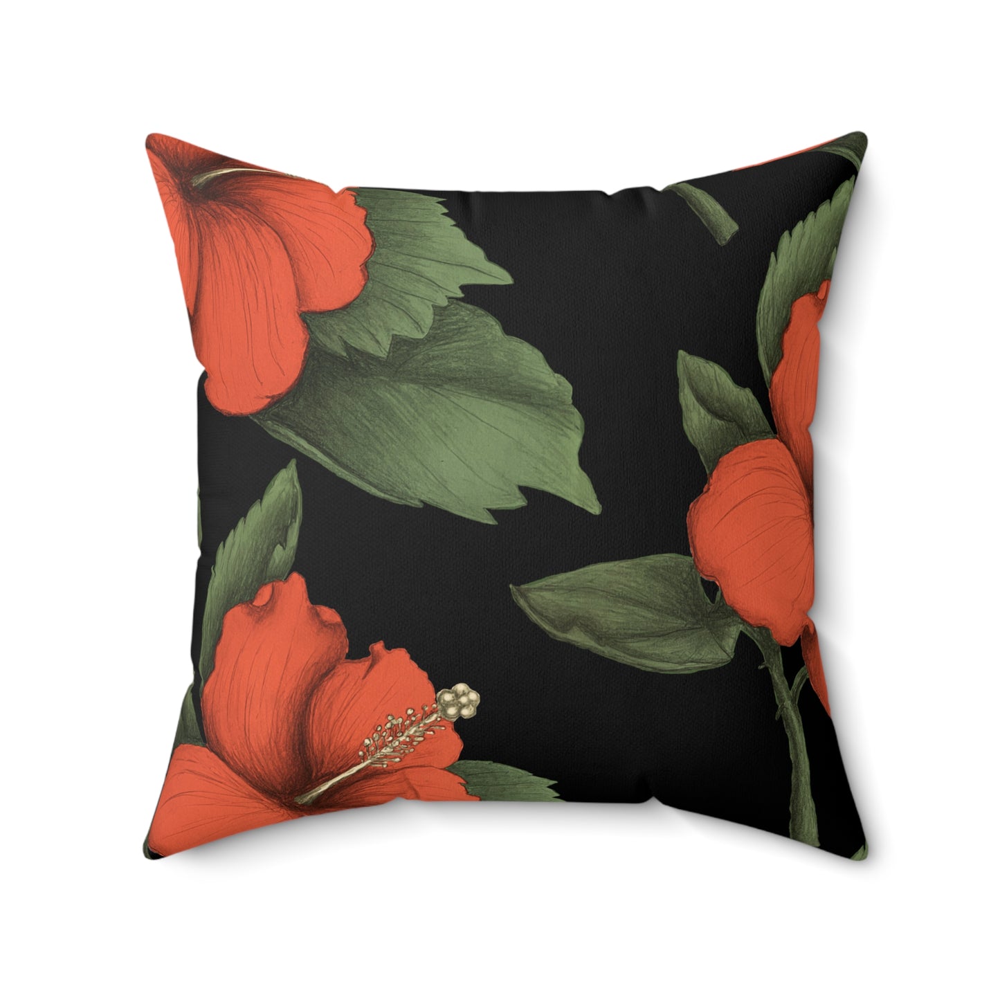 Orange Hibiscus Flower Pillow