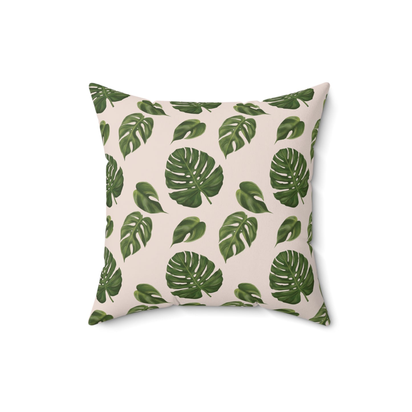Pink Monstera Leaf Throw Pillow