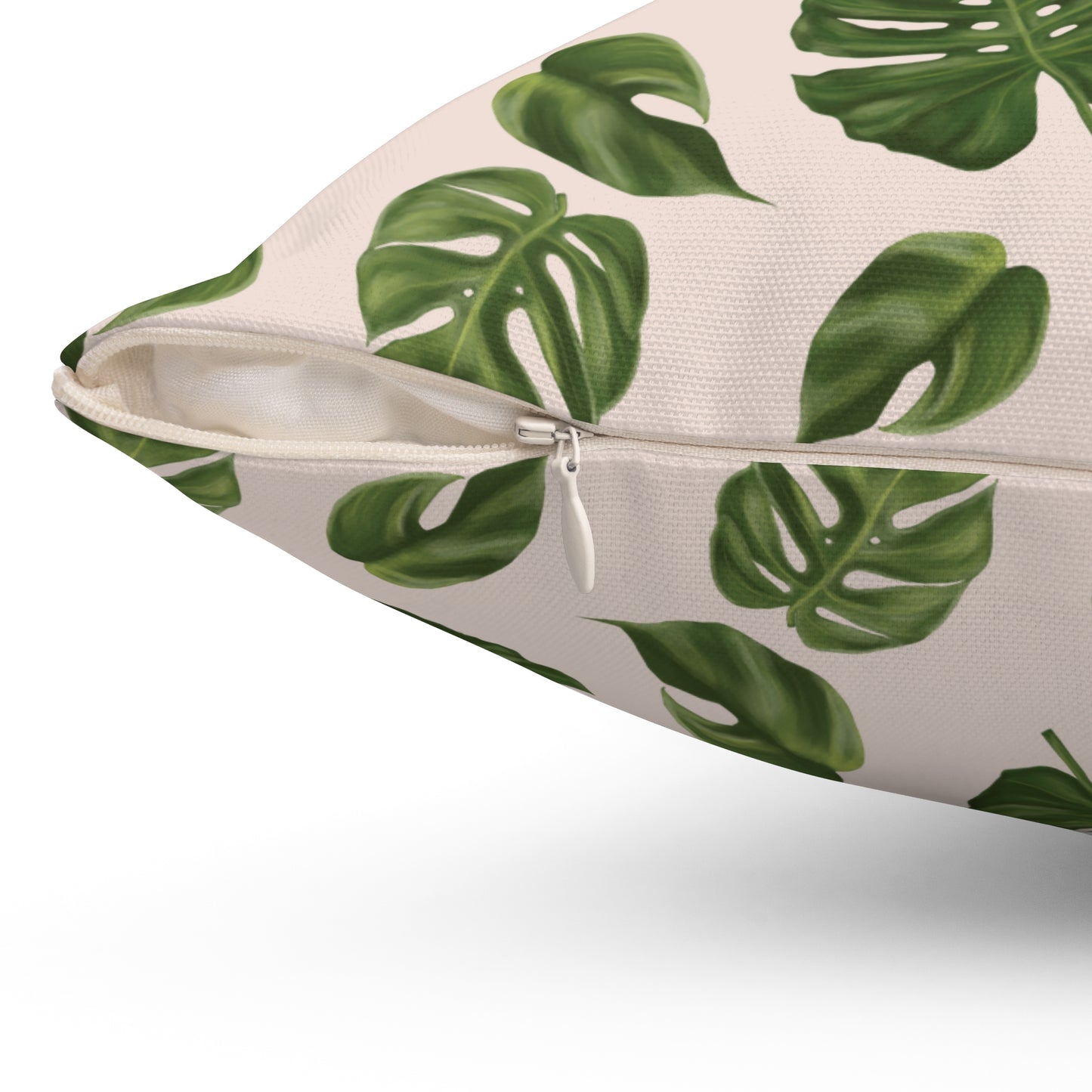 Pink Monstera Leaf Throw Pillow