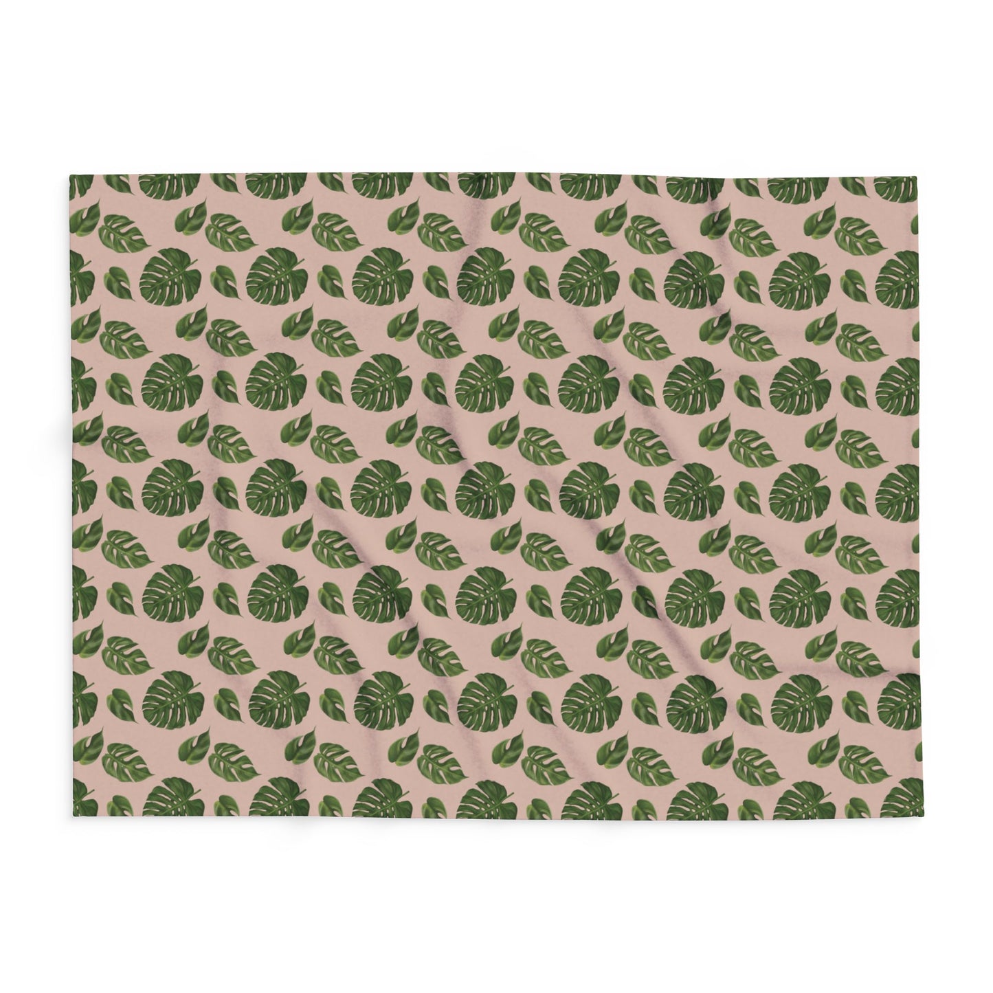Pink Monstera Leaf Fleece Blanket