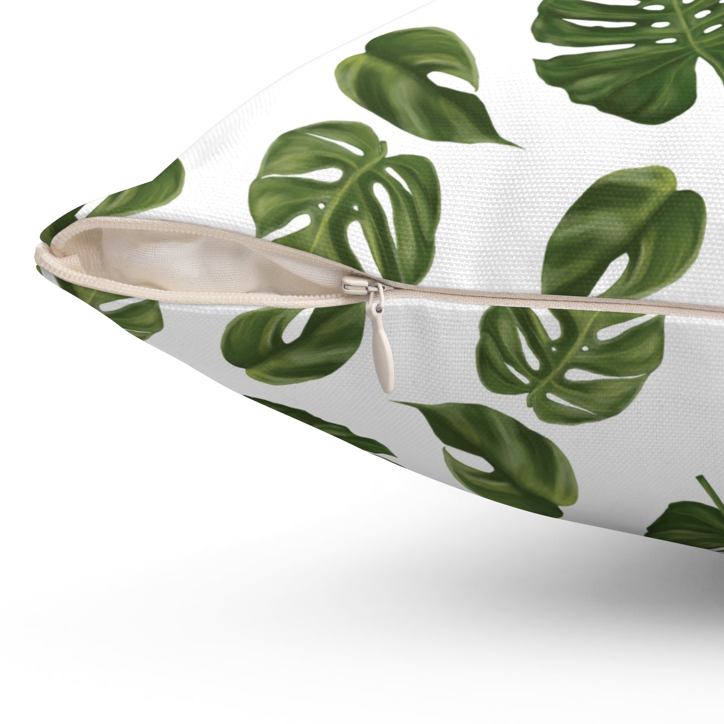 White Monstera Leaf Throw Pillow