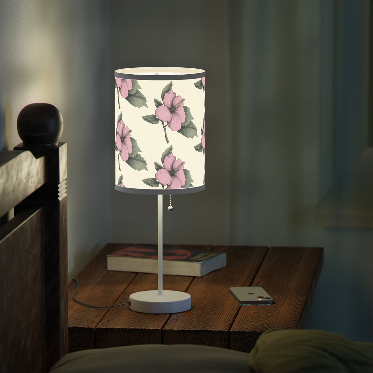 Pink Hibiscus Flower Table Lamp