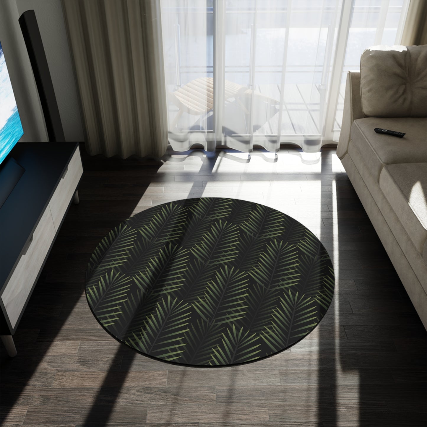 Palm Leaf Round Rug