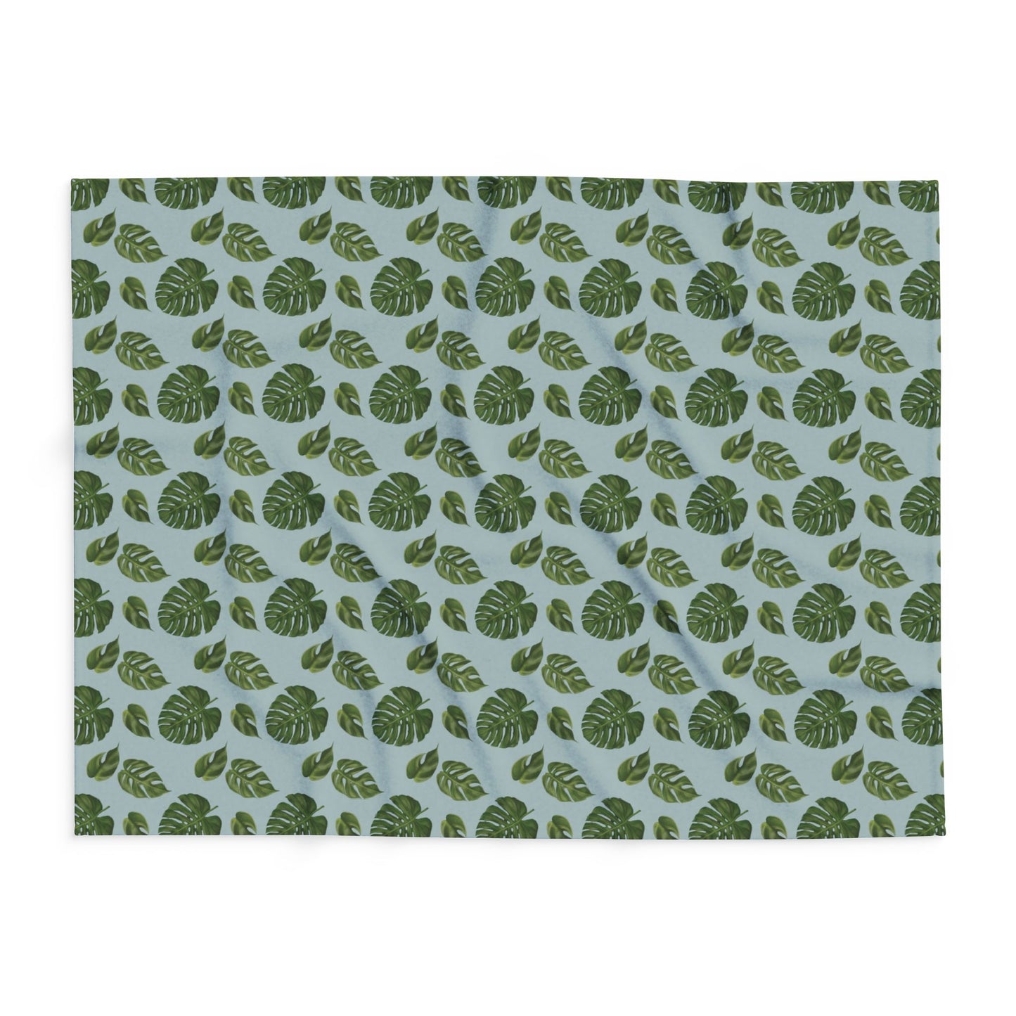 Blue Monstera Leaf Fleece Blanket