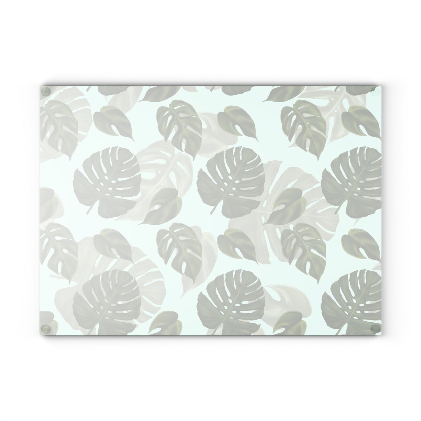 Glass Cutting Board with Monstera Leaf Design