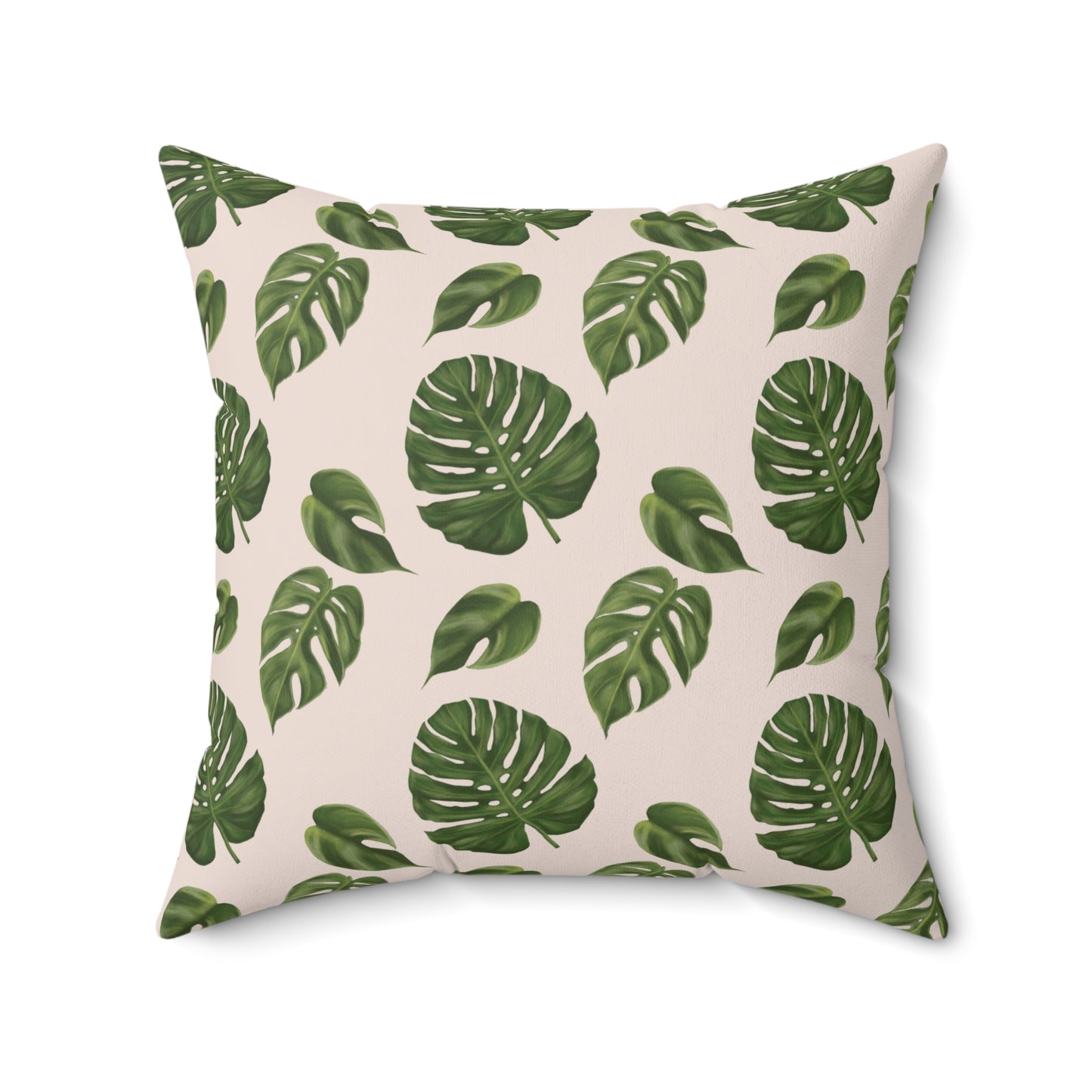 Pink Monstera Leaf Throw Pillow