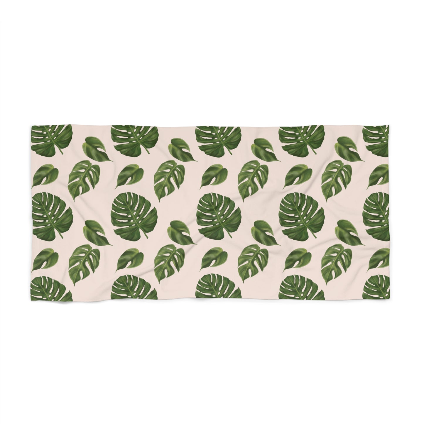Pink Monstera Leaf Beach Towel