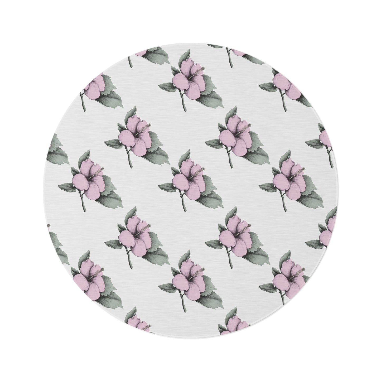 Pink Hibiscus Flower Round Rug