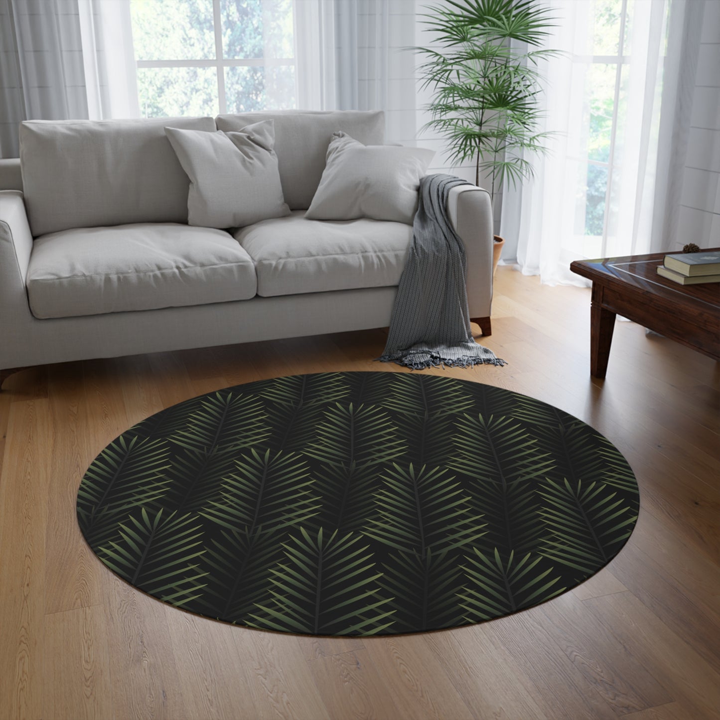 Palm Leaf Round Rug