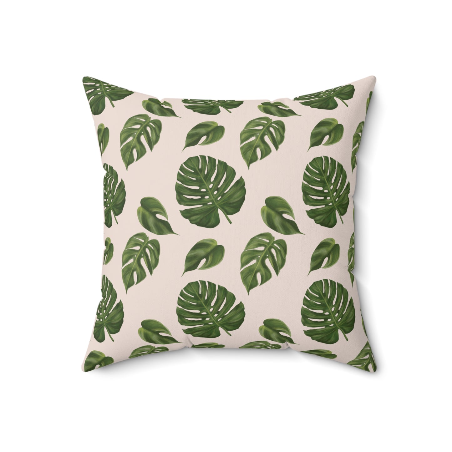 Pink Monstera Leaf Throw Pillow