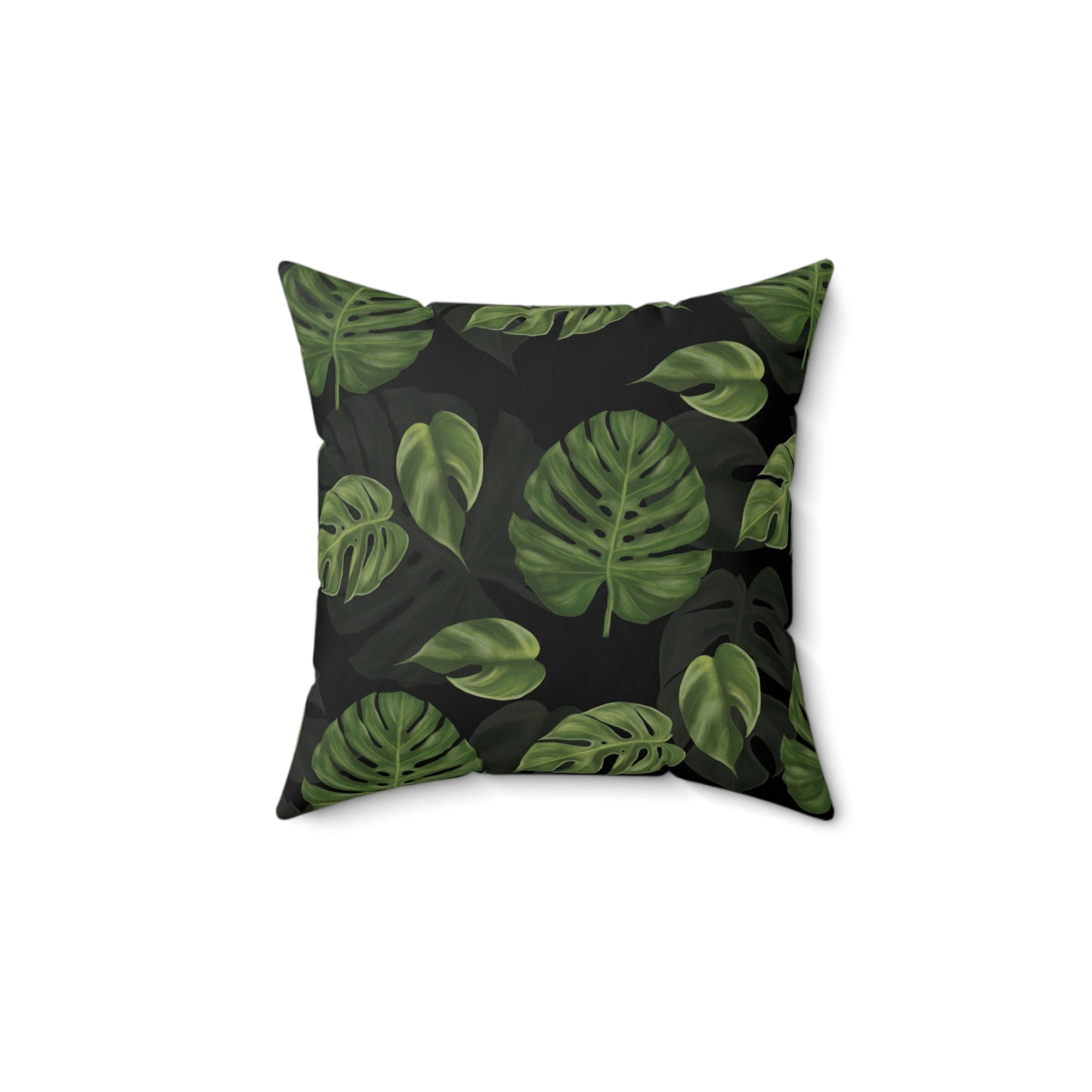 Black Monstera Leaf Throw Pillow