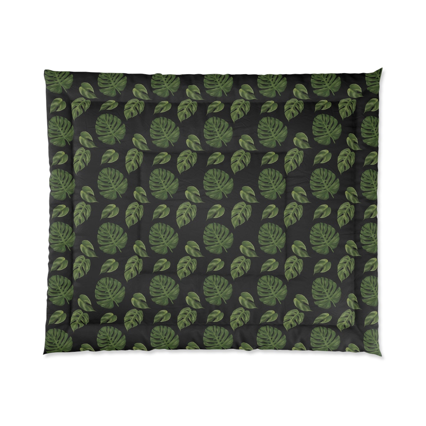 Black Monstera Leaf Comforter