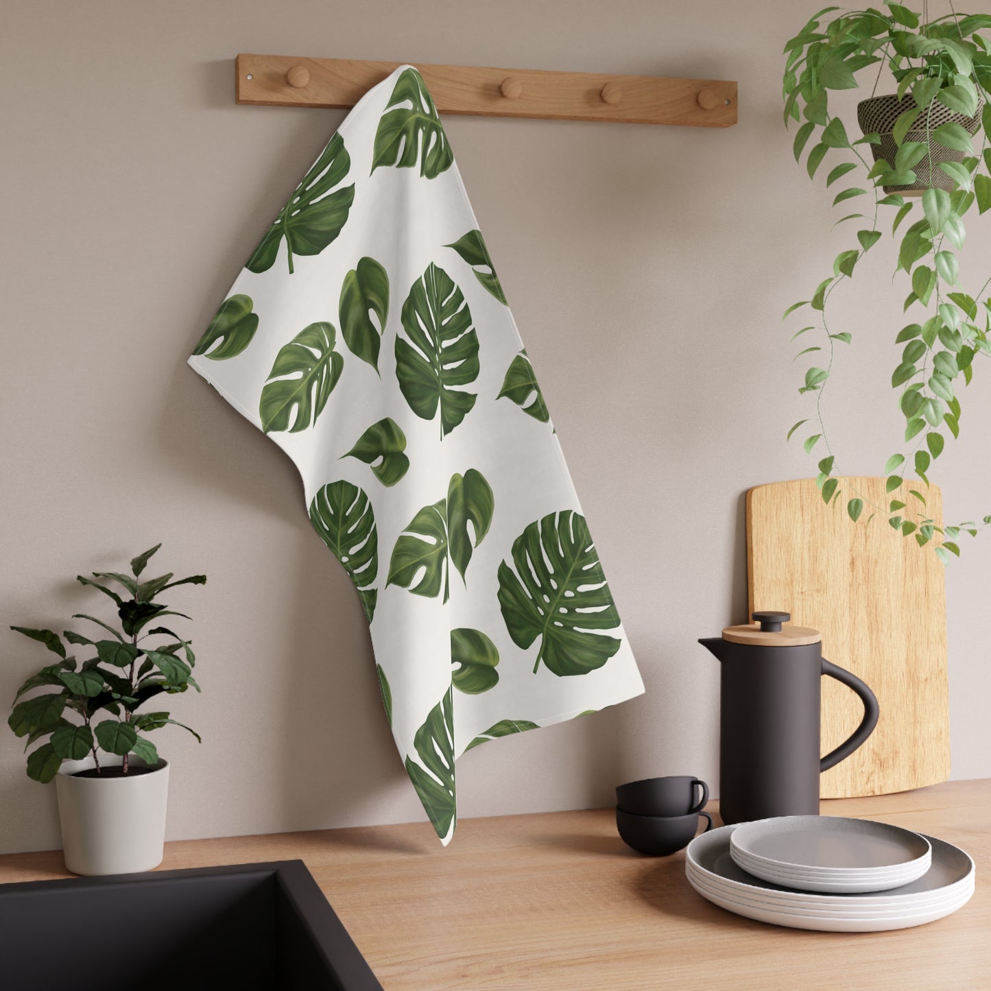 Monstera Leaf Kitchen Tea Towel