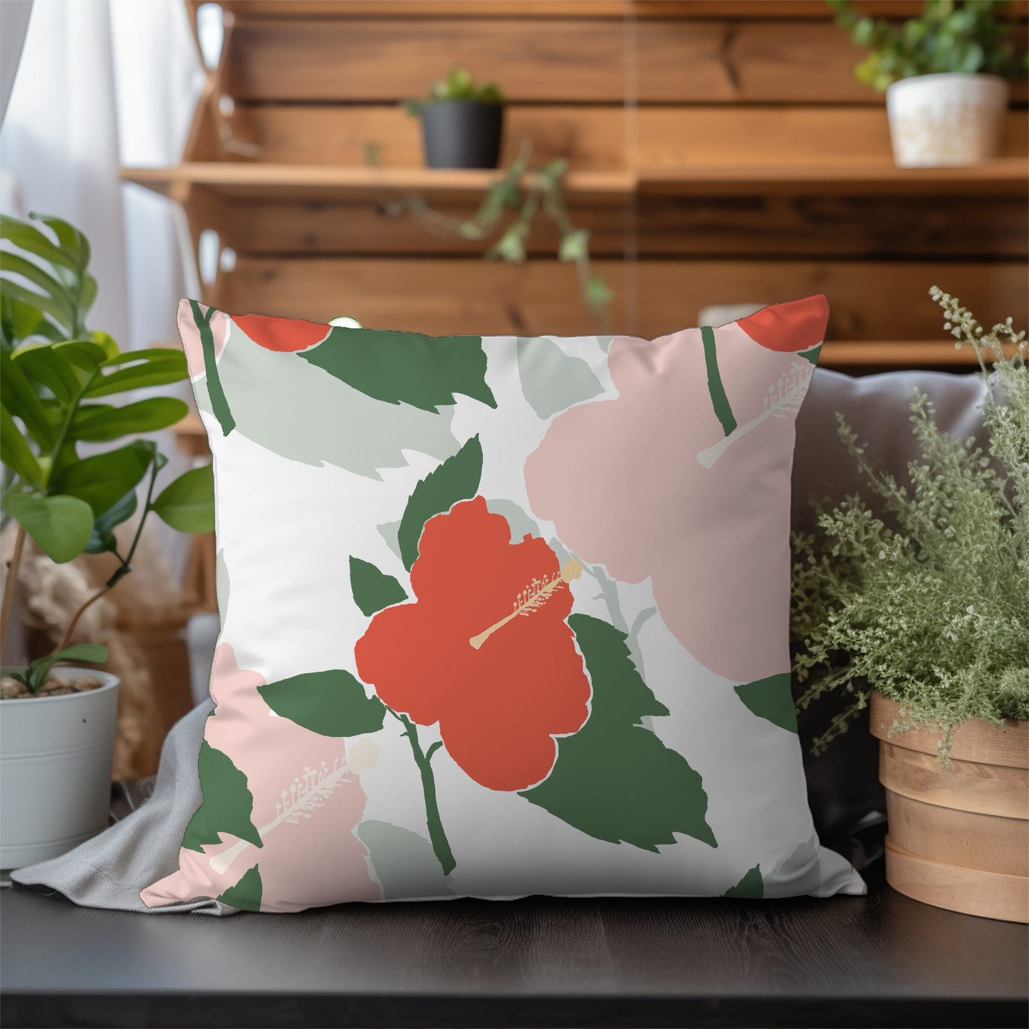 Floral Graphic Throw Pillow