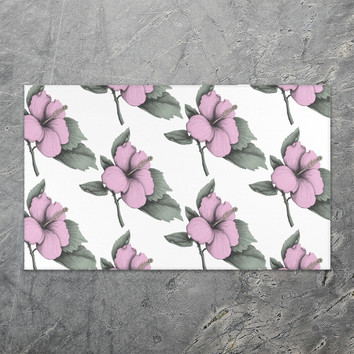 Pink Hibiscus Rectangular Rug