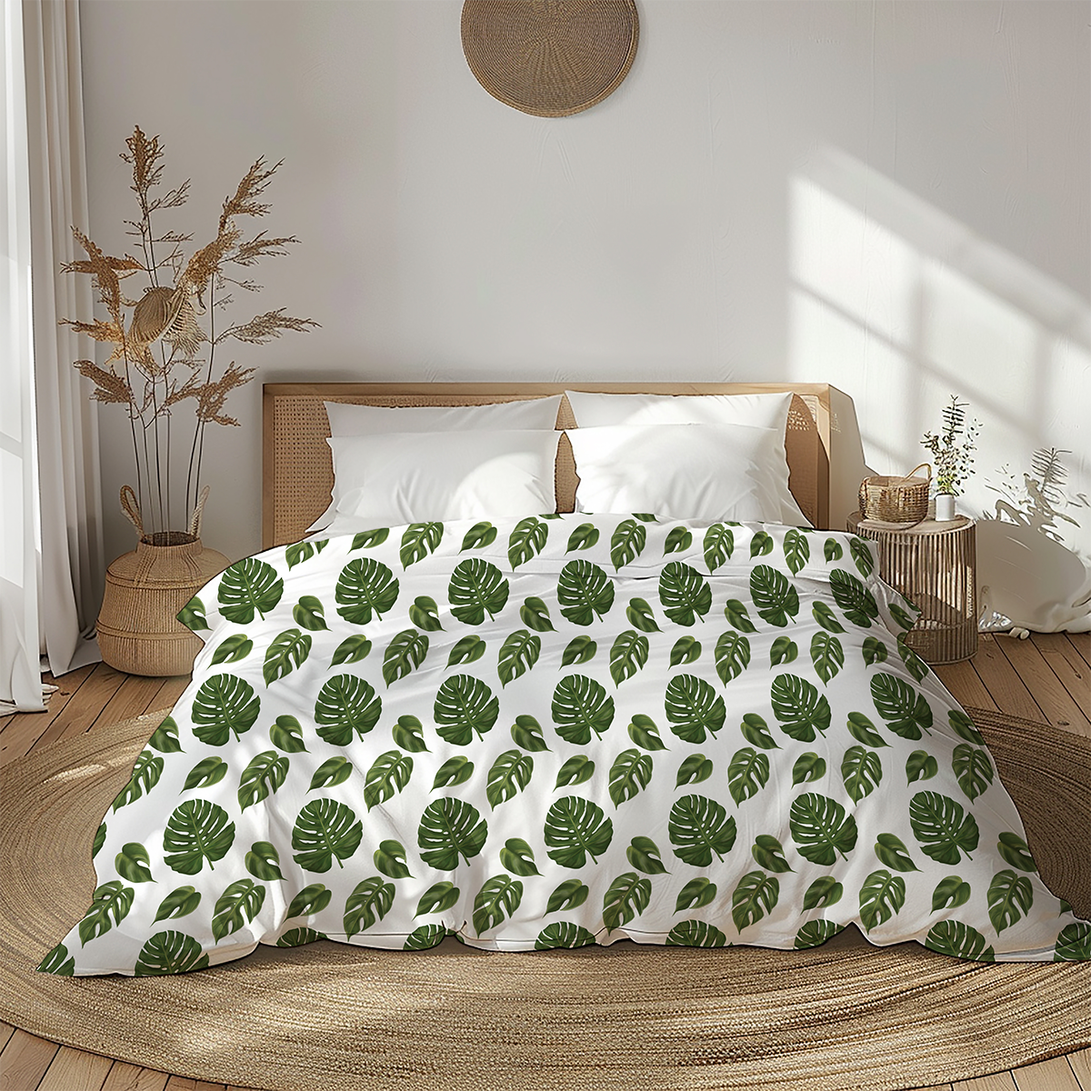 White Monstera Leaf Duvet Cover