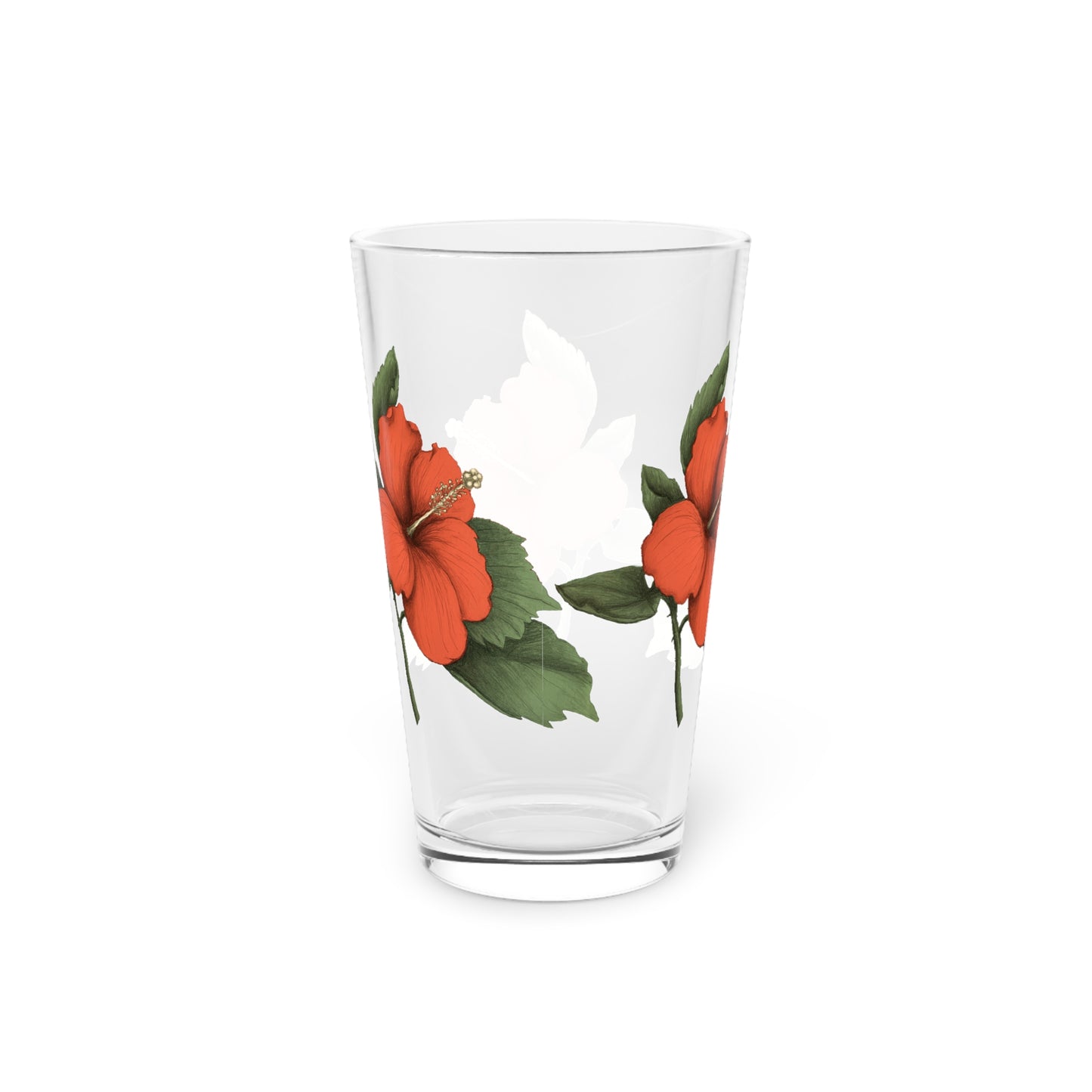Orange Hibiscus Pint Glass