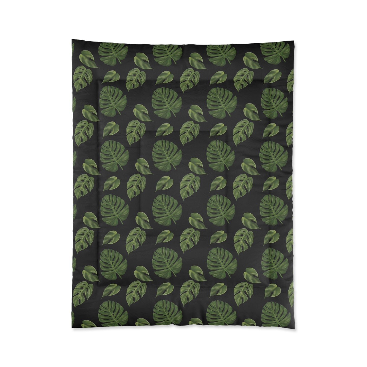 Black Monstera Leaf Comforter