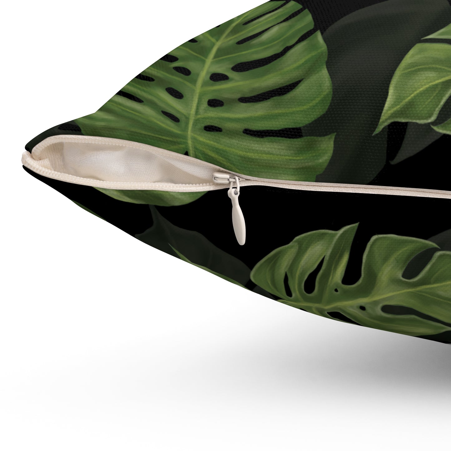 Black Monstera Leaf Throw Pillow