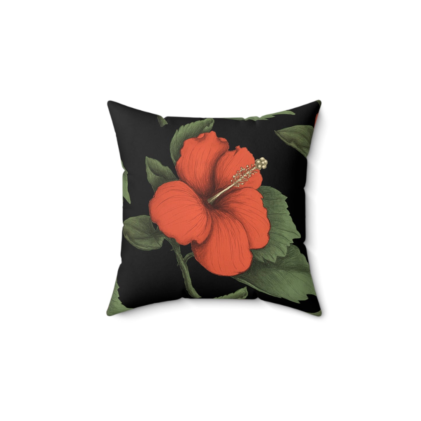 Orange Hibiscus Flower Pillow